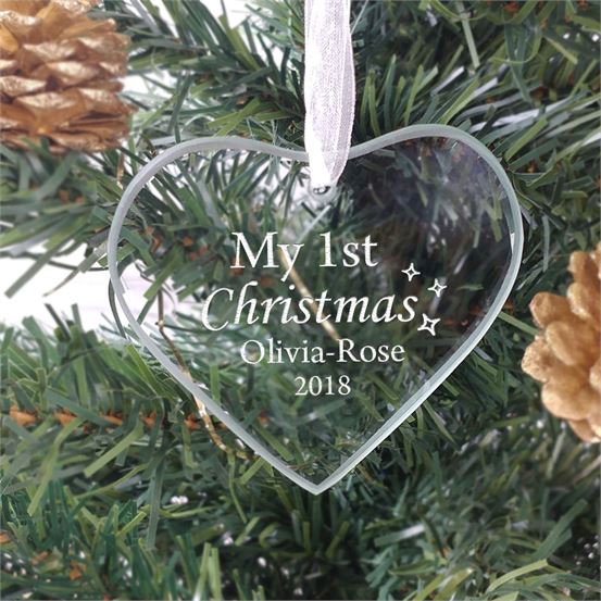 My 1st Christmas Glass Heart Tree Decoration Giftstore Co Uk